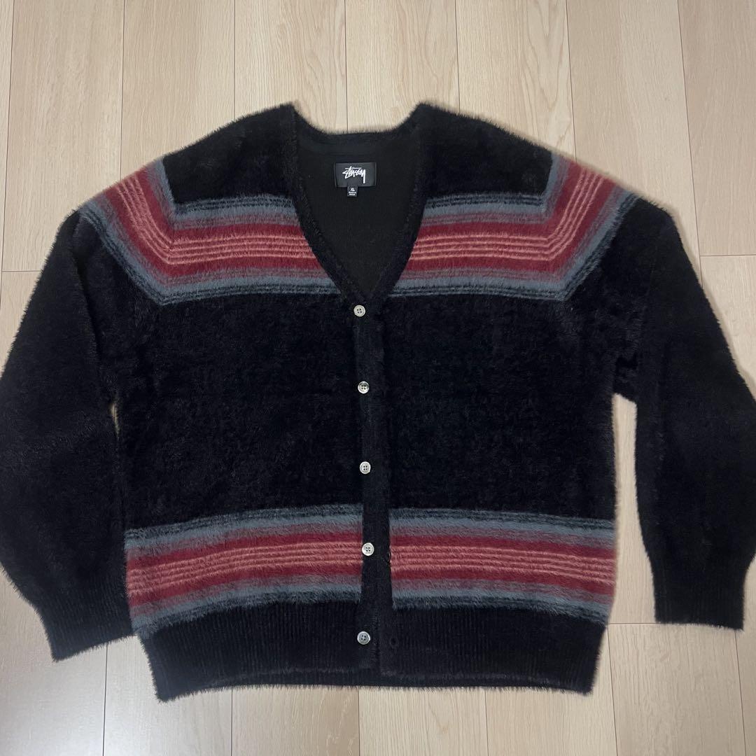 トップス STUSSY STRIPE SHAGGY CARDIGAN