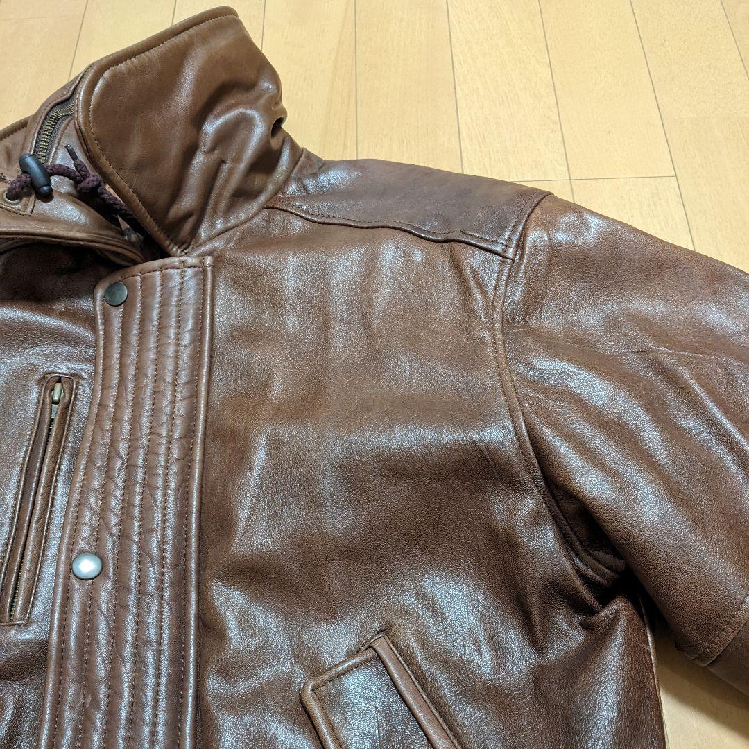 カドヤKADOYA MACEES 革ジャンLLレザーブルゾンブラウンヴィンテージ