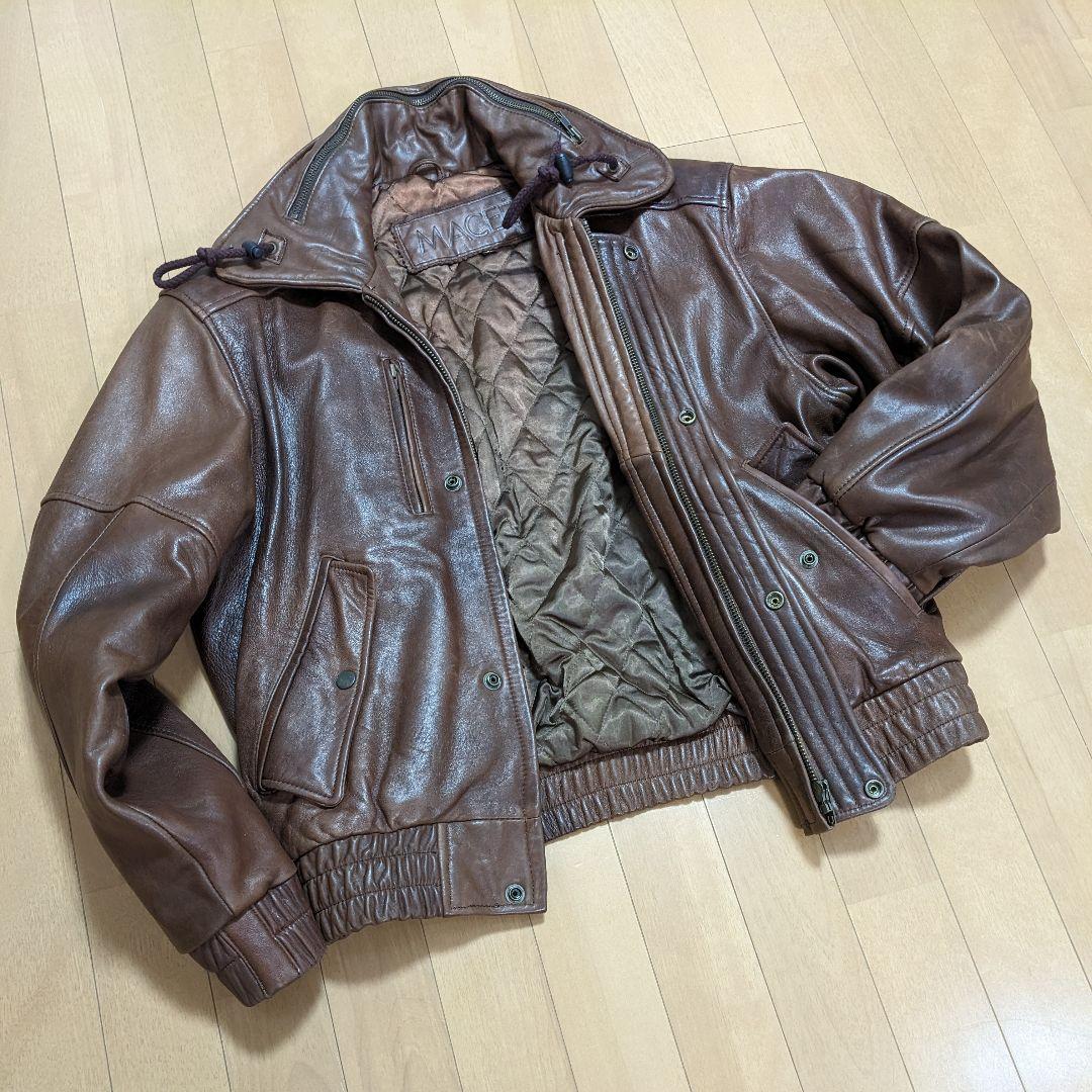 カドヤKADOYA MACEES 革ジャンLLレザーブルゾンブラウンヴィンテージ