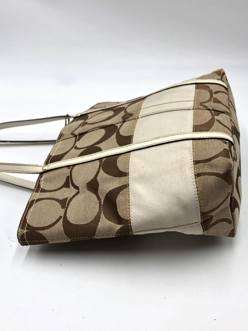 COACH コーチ トートバッグ ブラウン ベージュ レディース ロゴ入りΩ