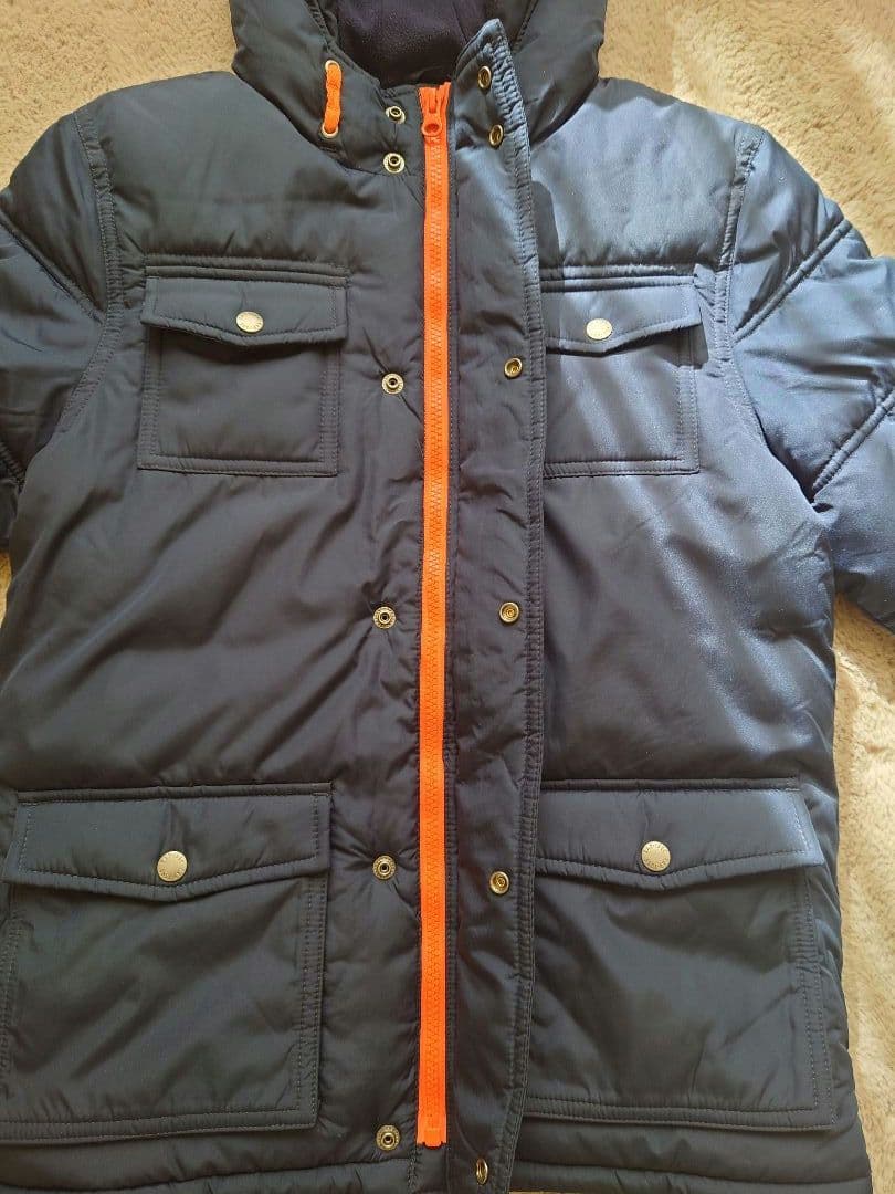 GAP KIDS ダウンコート ネイビー 140CM(L) ギャップ ダウンジャケット コート ファー付き アウター