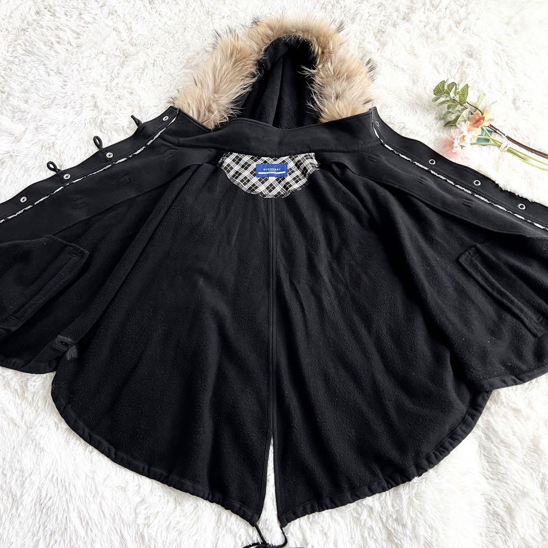 ✨美品✨バーバリーブルーレーベル ポンチョ ホースロゴ タヌキファー ブラック