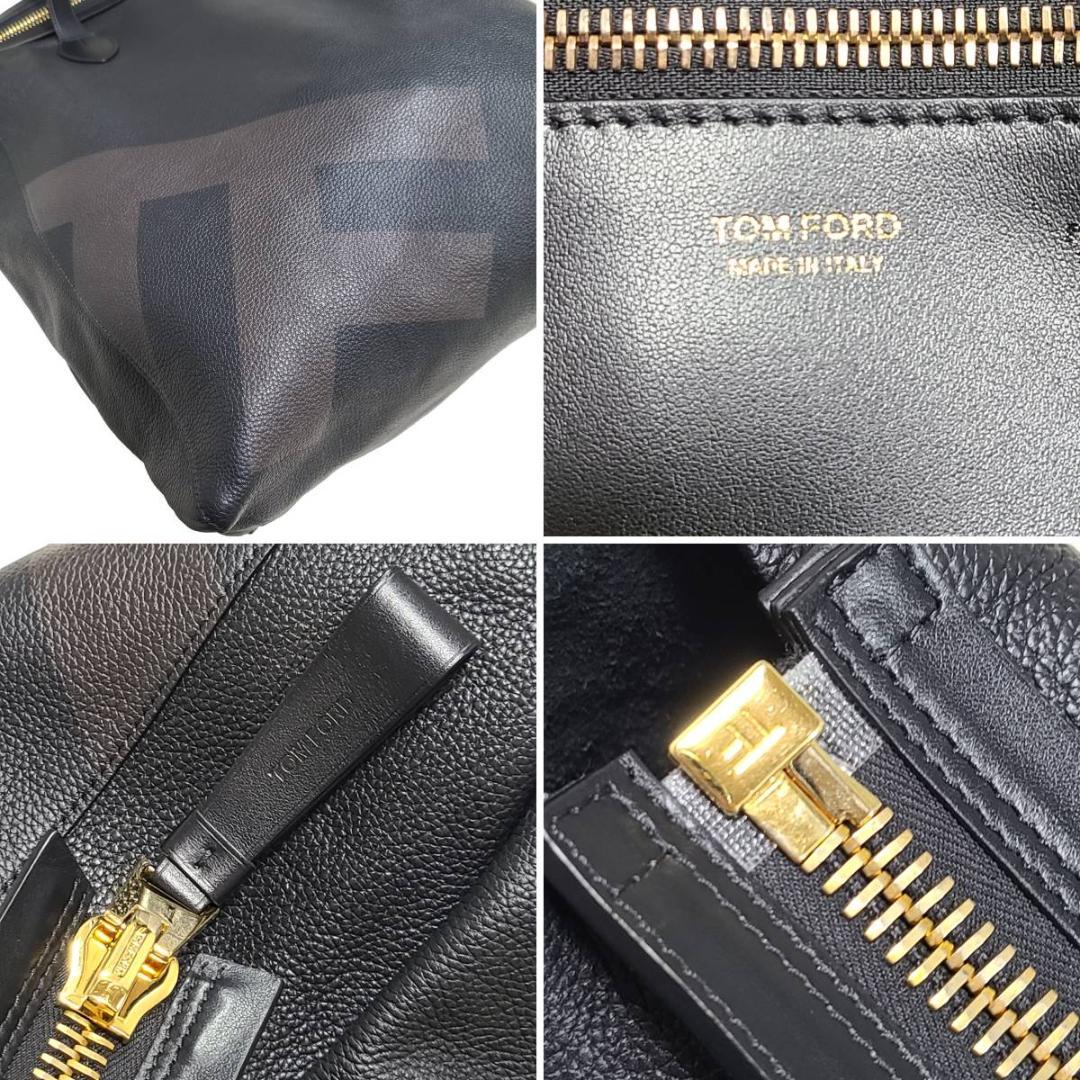 【セール】TOM FORD ビッグロゴ レザー トートバッグ ブラック×ゴールド