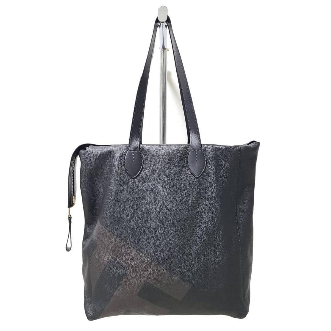【セール】TOM FORD ビッグロゴ レザー トートバッグ ブラック×ゴールド