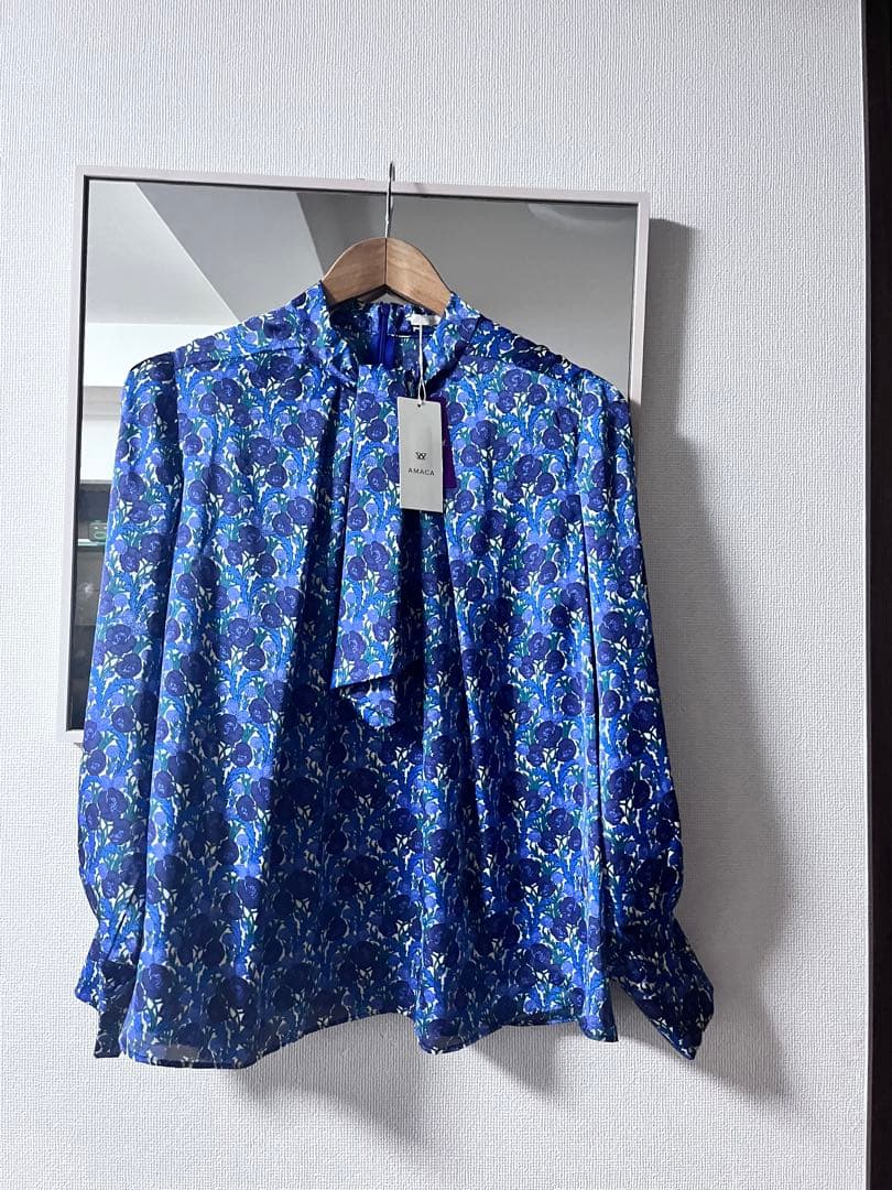 アマカ　AMACA リバティボウタイブラウス　パープル