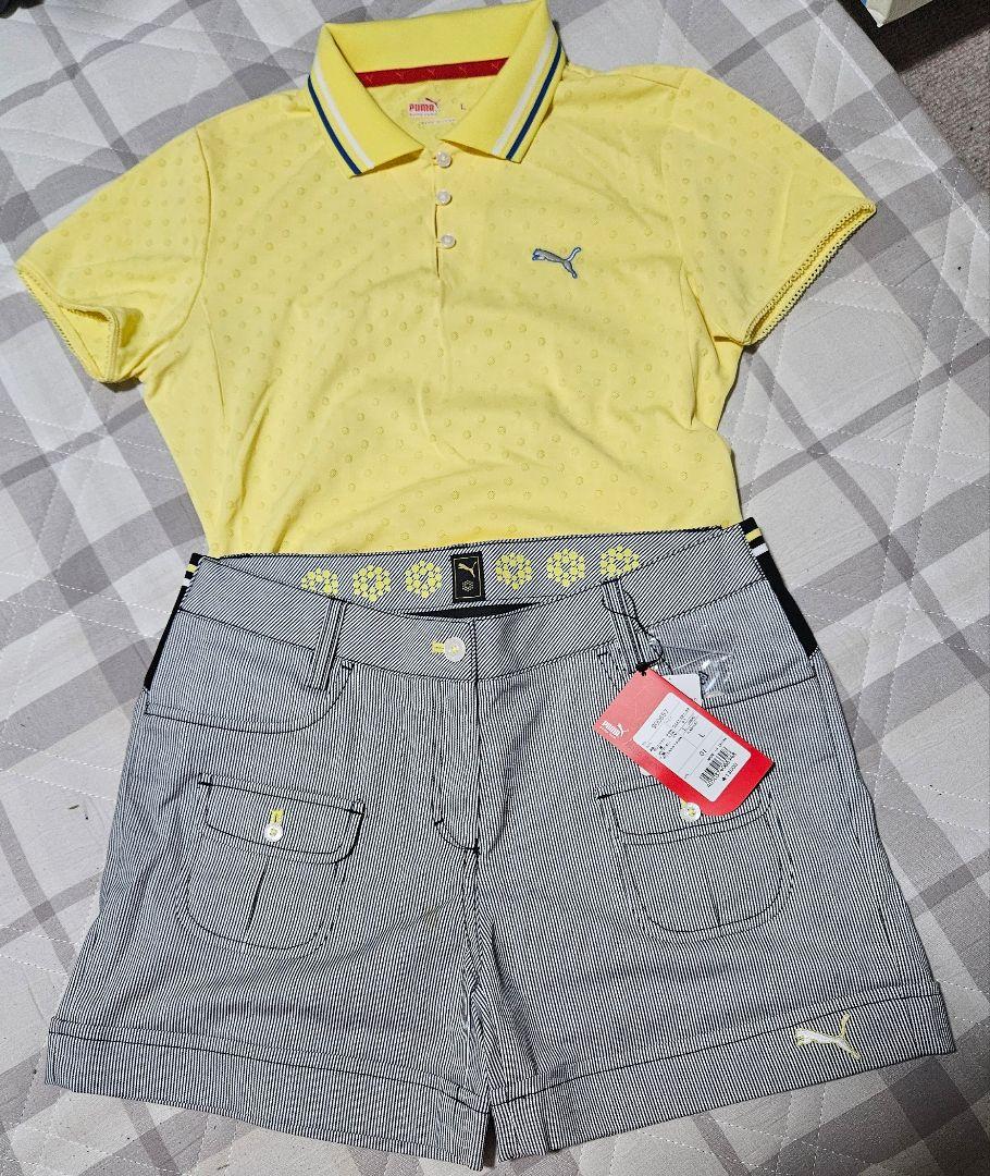 Callaway ポロシャツとPuma ショートパンツ セット PUMAゴルフ、 ポロシャツとショートパンツセット(サイズL