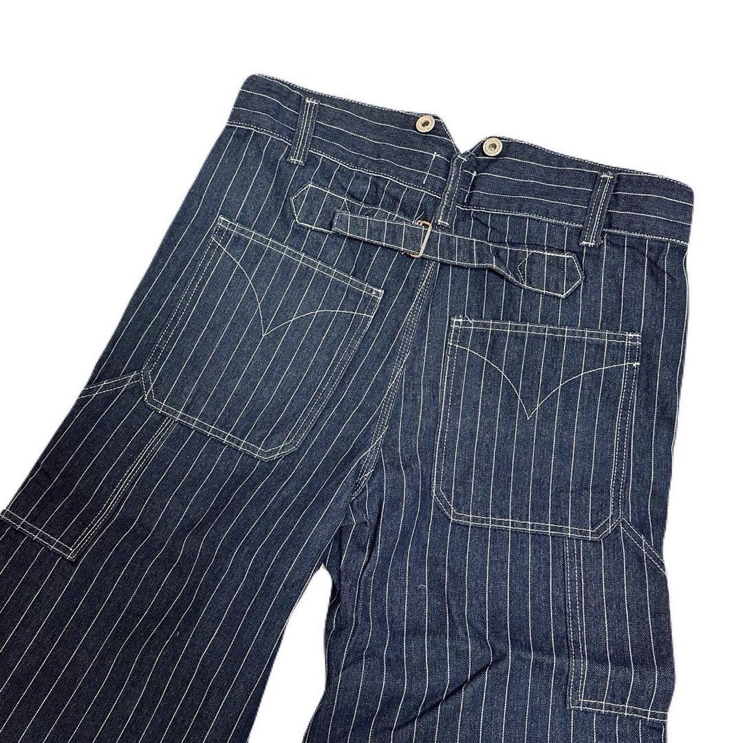 新品　ウォバッシュ ストライプ ヒッコリー デニム　アメカジ ワーク M ワイド ウォバッシュ ストライプ デニム ヒッコリー アメカジ ワーク