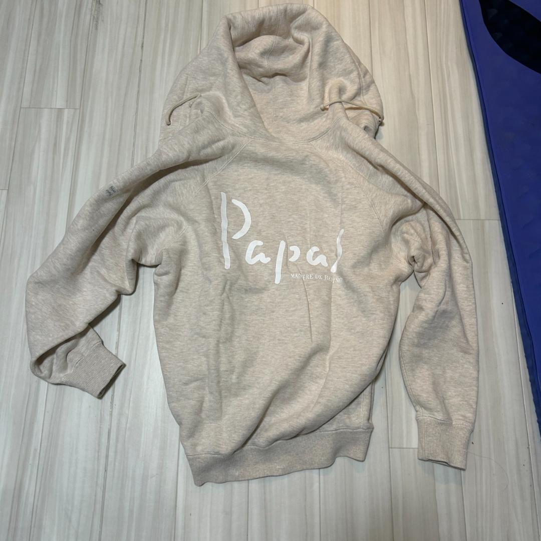 極美品 パパス 両面ロゴ 生成りパーカー LL 日本製 - メルカリ