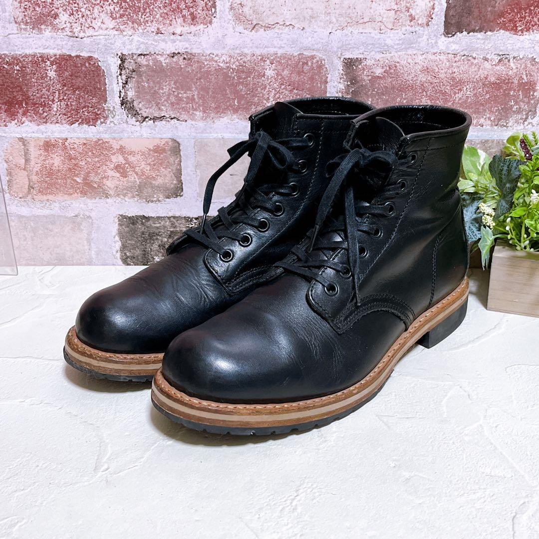 美品Hawkins 26.5 黒 レザー レースアップブーツ　ホーキンス Hawkins ホーキンス】レザーブーツ レースアップ 26 黒 美品
