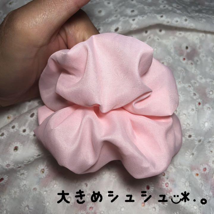 桜色シフォン大きめシュシュ(ゴム入れ替え可能)