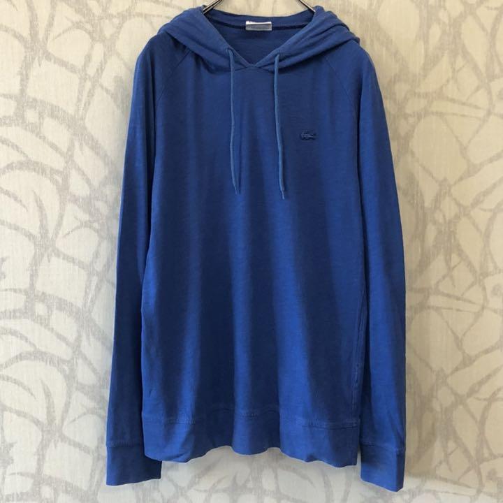 激レア プルオーバー フード ブルー 5Y9gz-m78773447580 ラコステ 薄手パーカー 胸刺繍ロゴ 高評価好評