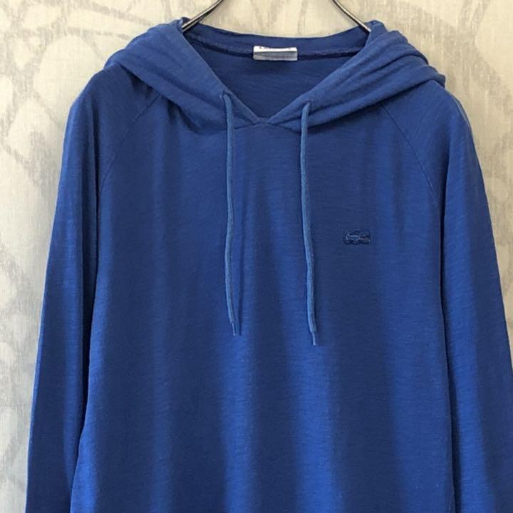 激レア プルオーバー フード ブルー 5Y9gz-m78773447580 ラコステ 薄手パーカー 胸刺繍ロゴ 高評価好評