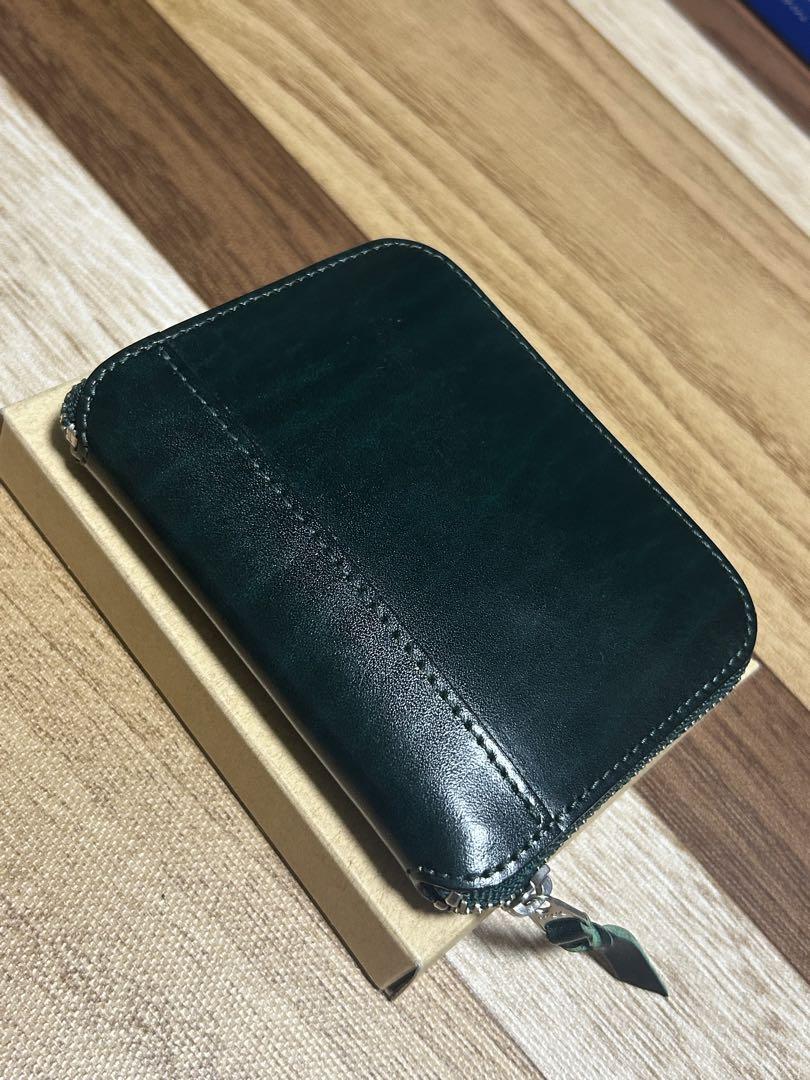 鞄いたがき 革財布 グリーン 二つ折り財布