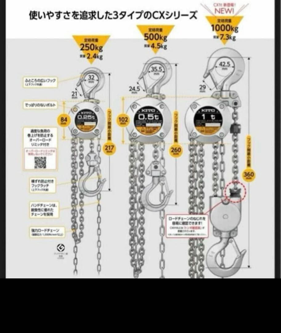 新品未使用キトー チェーンブロックCX形   1t