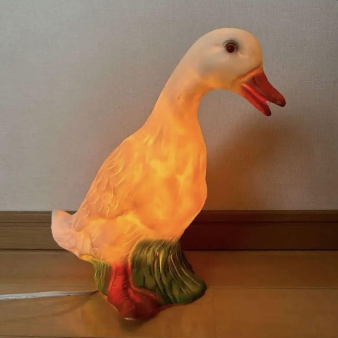 昭和レトロ アヒルライト 高さ56cm ディスプレイ ランプ アヒル 入手困難】アンティーク アヒルライト スワングース テーブル