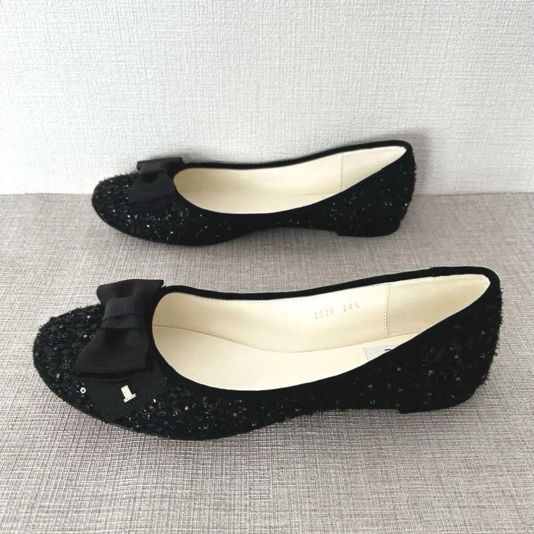 23AW／美品　ランバンオンブルー　リボンモチーフカッターパンプス　箱付き