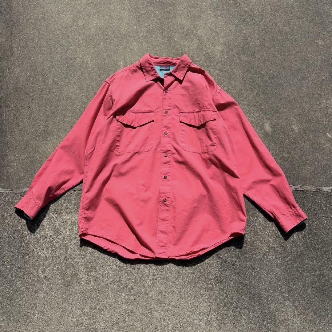 Patagonia 1990 マカオ製 コットン オーバーサイズシャツ XL