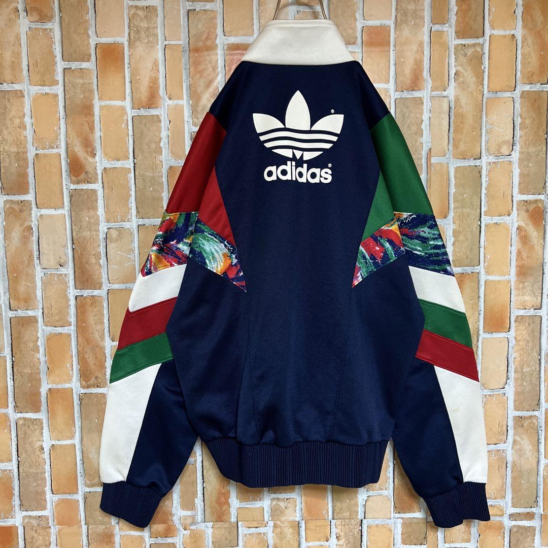 351adidasアディダストレフォイルビッグプリント総柄刺繍トラックジャケット