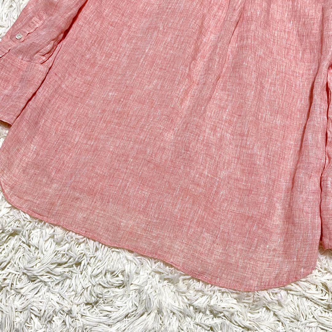 美品 23区 × LIBECO リネンスキッパーシャツ L サーモンピンク 美品 23区 × LIBECO リネンスキッパーシャツ L サーモンピンク