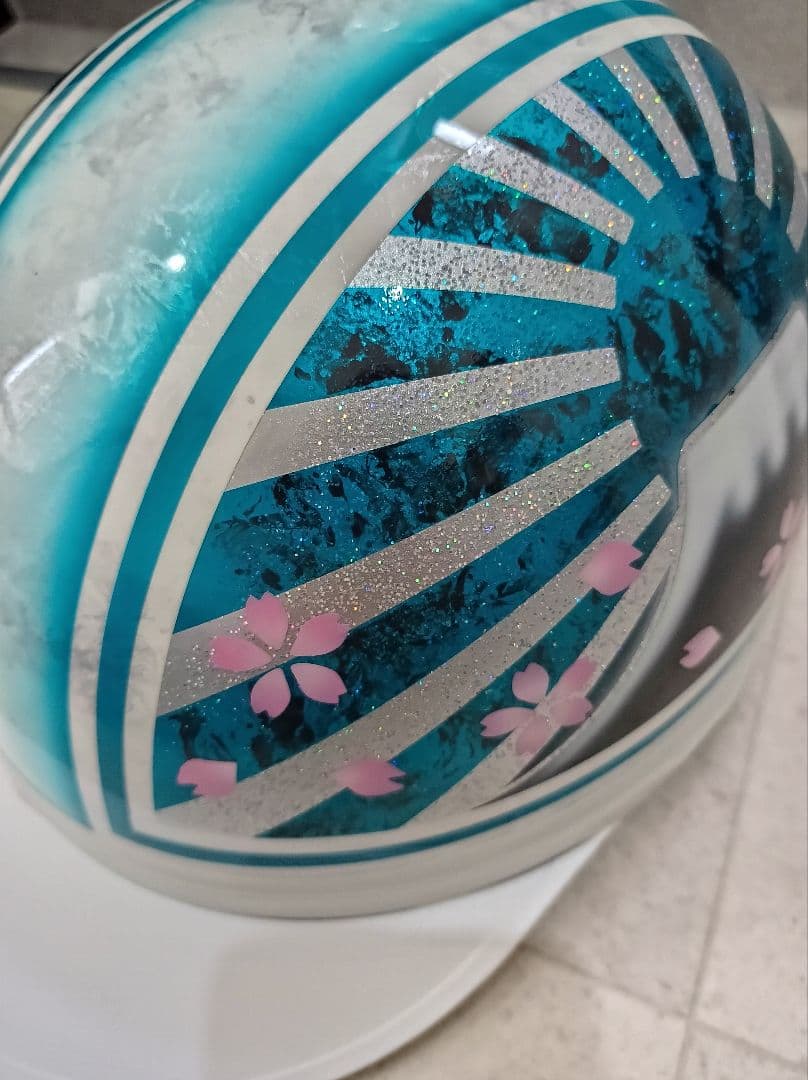 全店送料無料! カスタムコルク半 シルバーラップ✘Candyターコイズブルーラップ 七色ラメフリーサイズ