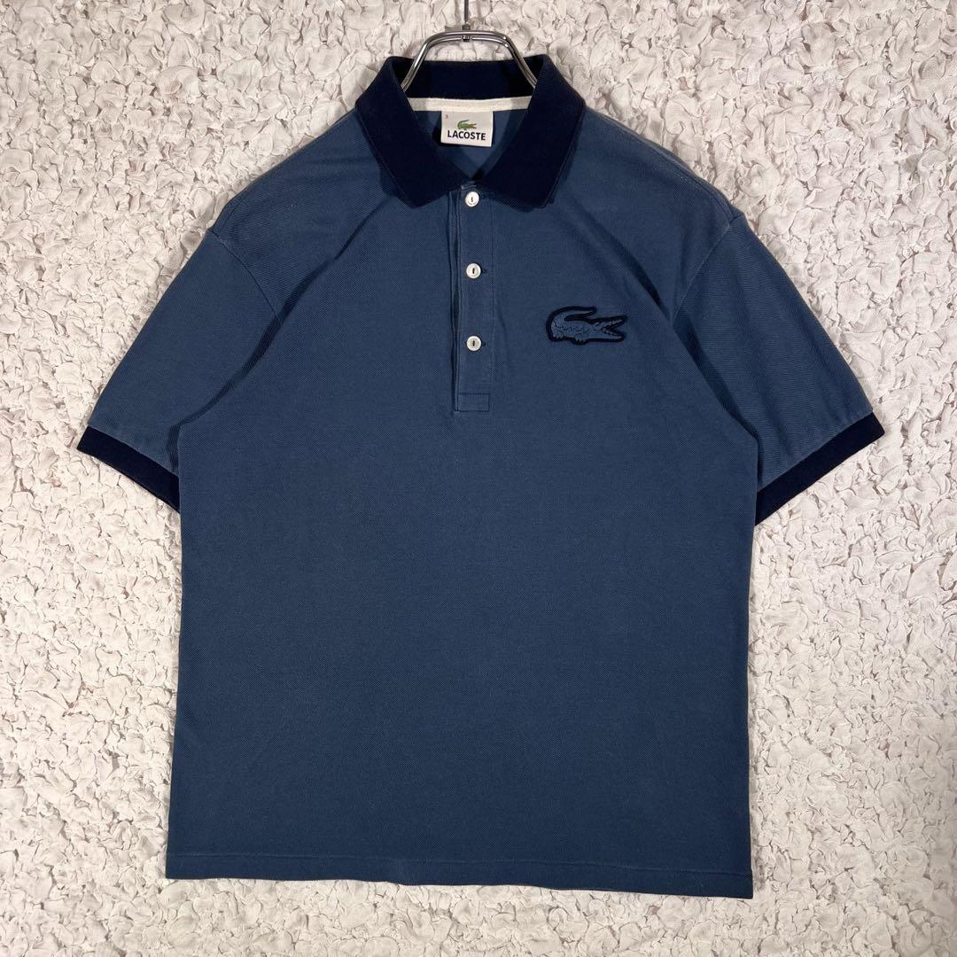訳あり超特価の通販 LACOSTE』 ポロシャツ ハーフボタン デカワニ 刺繍 くすみブルー M トップス