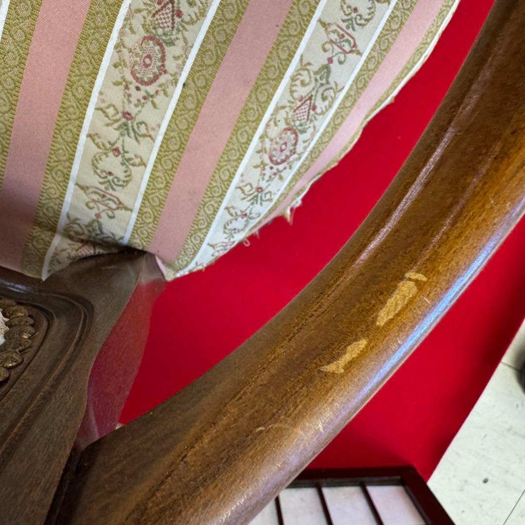 アンティーク 二人掛け 猫脚 アームチェア クラシック ストライプ イタリア アンティーク 二人掛け 猫脚 アームチェア クラシック ストライプ イタリア