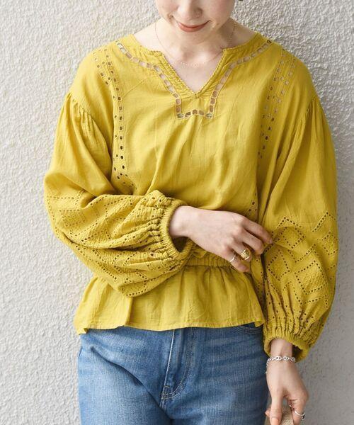 美品✨　シップスエニィ❤️ ジオメトリック カットワーク ブラウス◇　7分袖