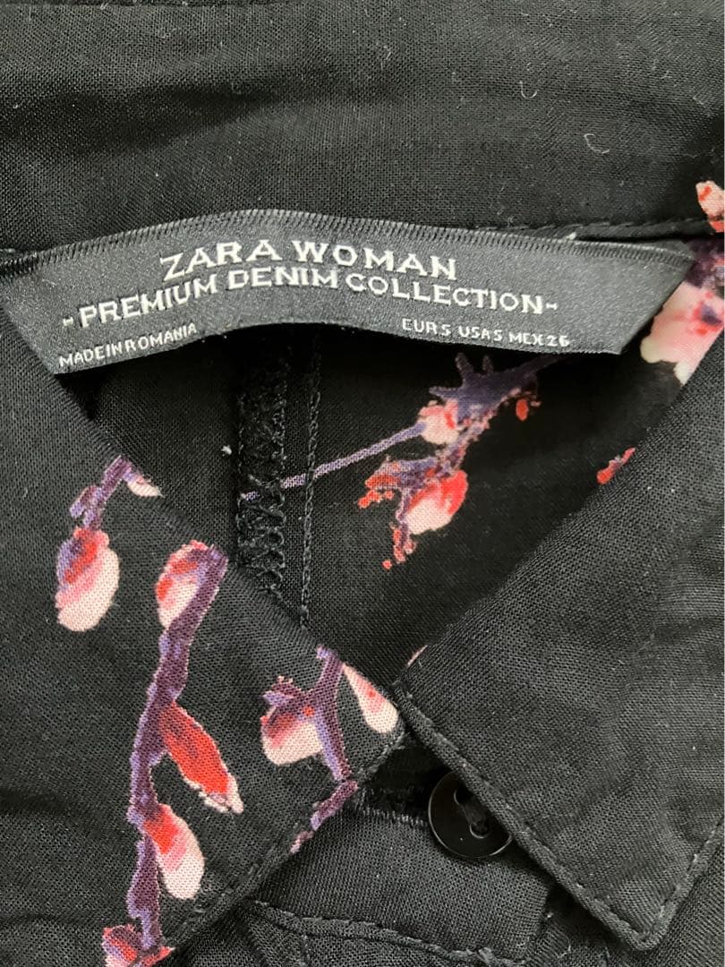 ZARA WOMAN ロングワンピース さくら柄 マキシ丈 フレア