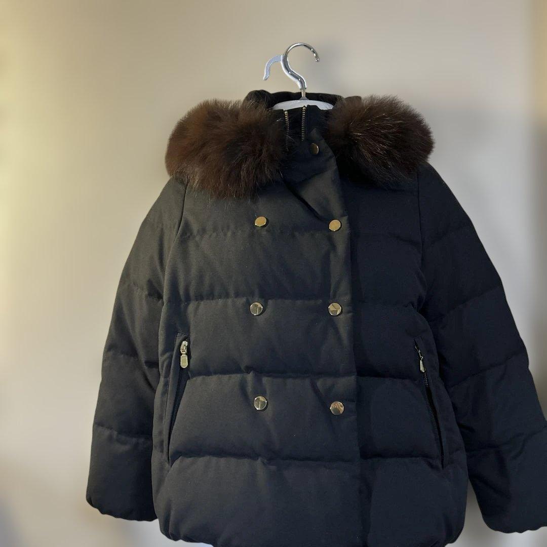 WORLDアナトリエファー付きブラックダウンジャケットS anatelier