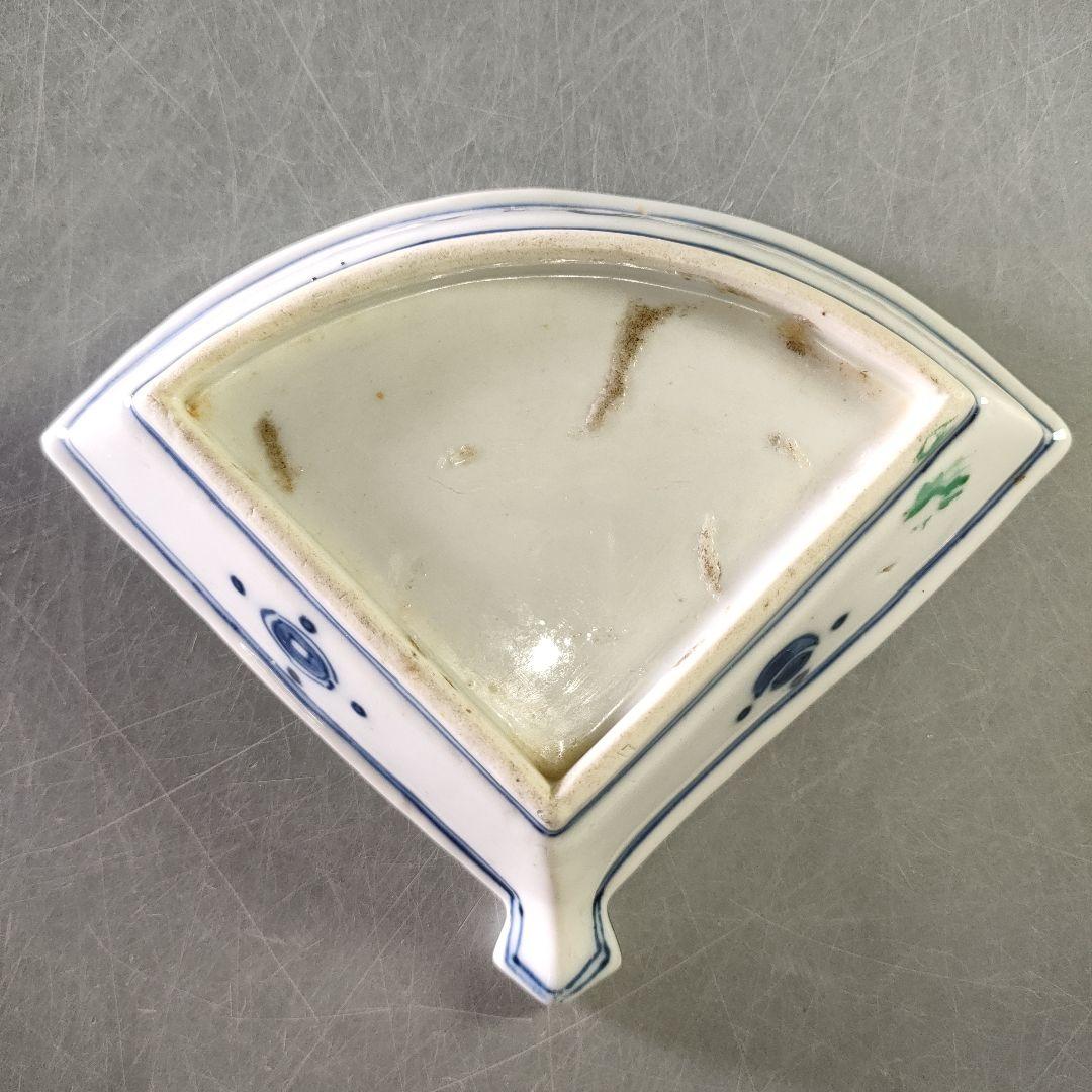 A1221-4/色絵花草文扇形小鉢5客/共箱/銘々皿/飾鉢/盛鉢/懐石道具/