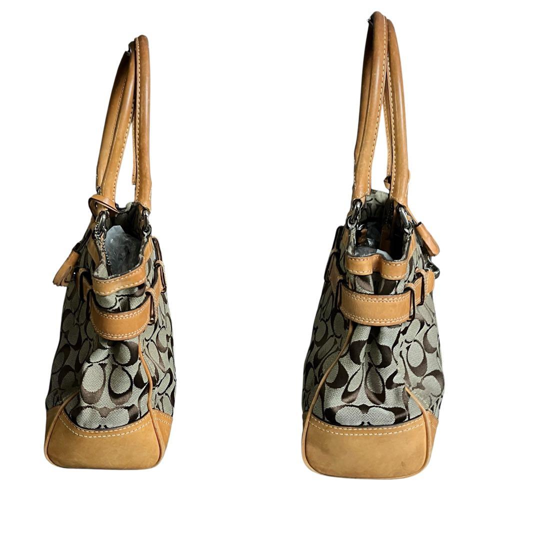 ✨美品級✨ COACH コーチ シグネチャー タッセル付き ハンドバッグ