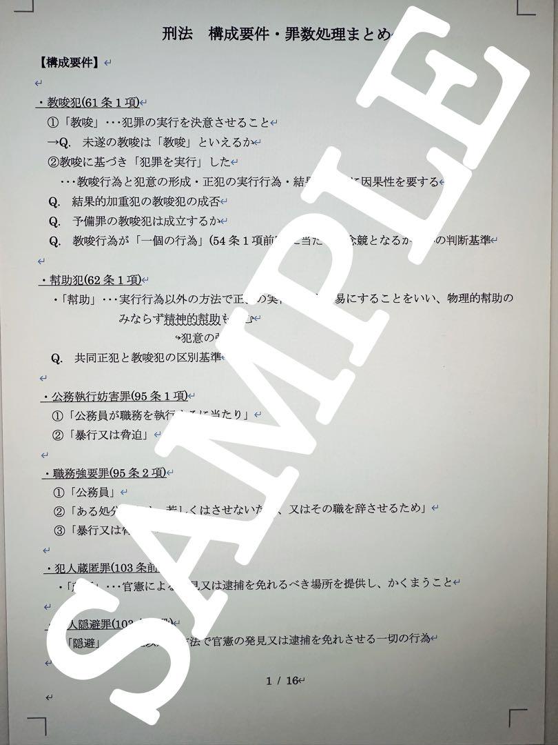令和6年予備論文受験生から喜びの声】刑法各論完全整理・構成