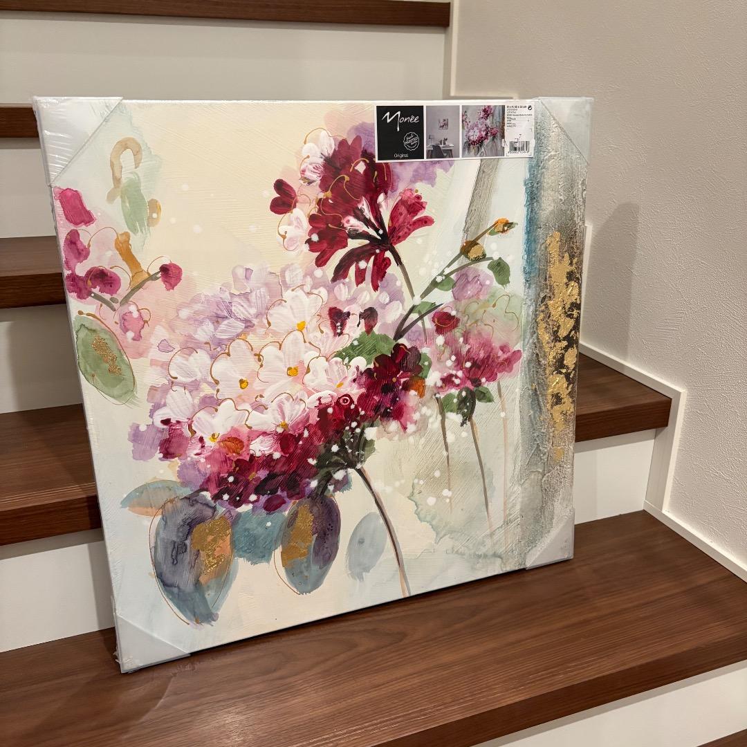 手描き油絵・新品未使用・ドイツ購入 花 ゴールド