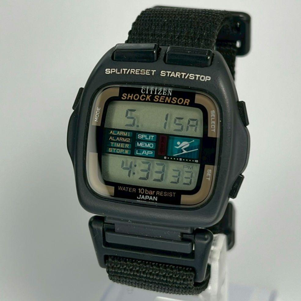 CITIZEN シチズン ショックセンサー 80s デジタル時計 電池交換