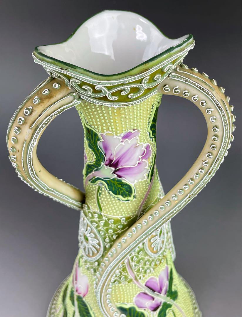 2025春大特価セール！ 希少】オールドニッポン 約25．3cm 花紋 一陳盛上げ アール 工芸品