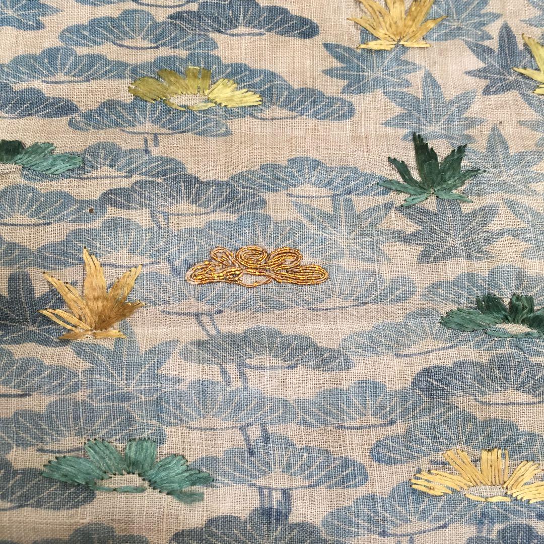 古布 麻 幕末衣裳 藍染 刺繍