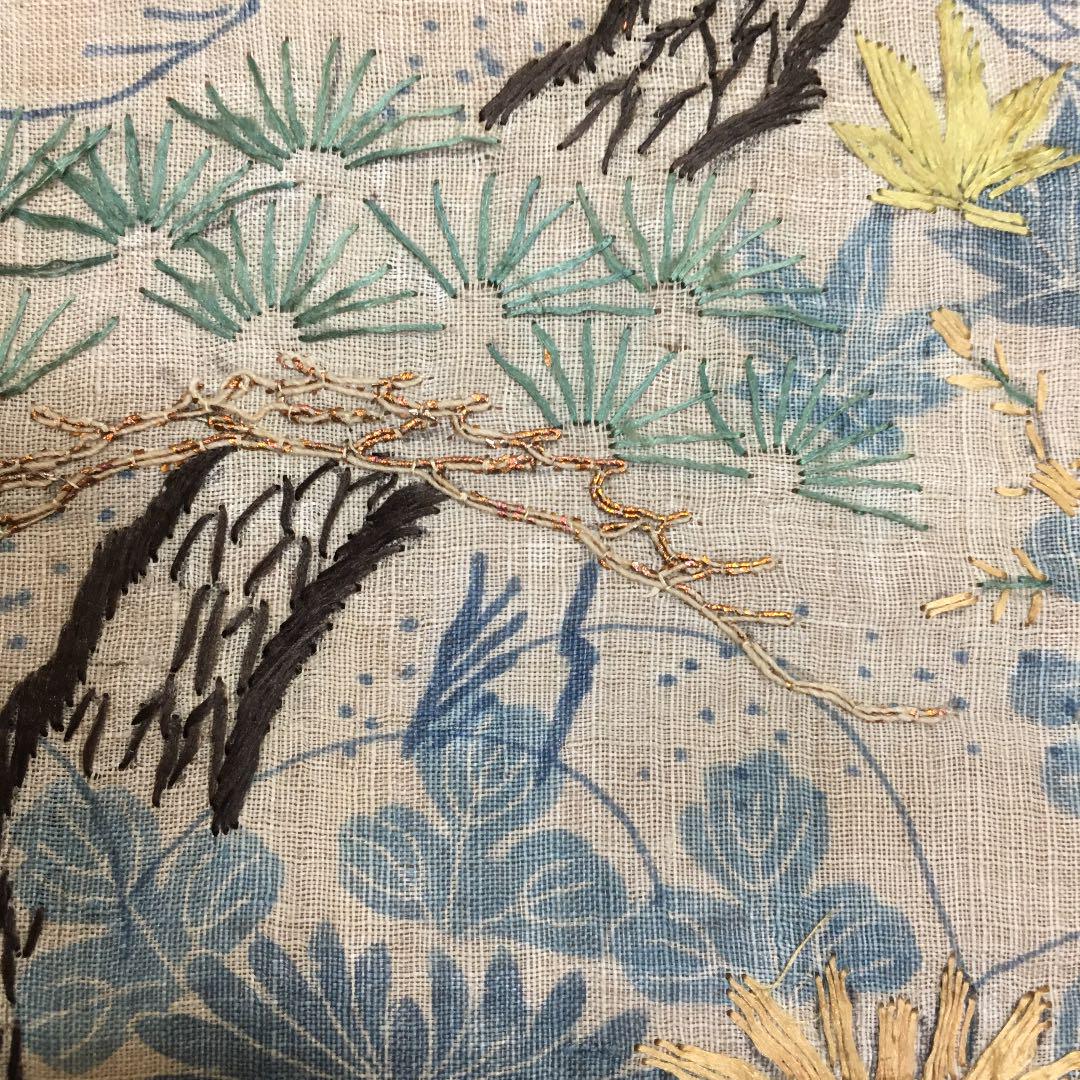 古布 麻 幕末衣裳 藍染 刺繍