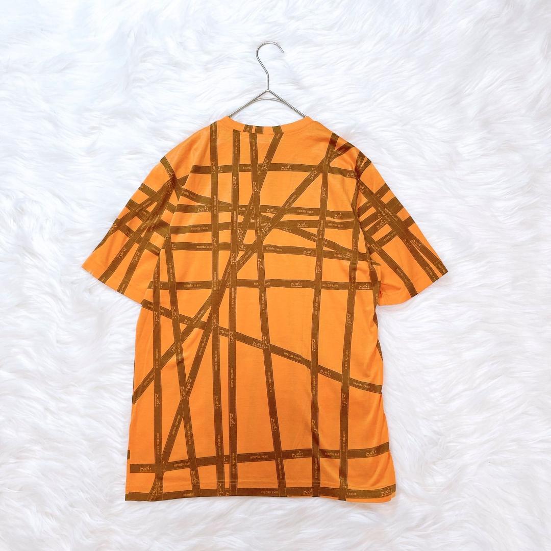 希少柄 エルメス Tシャツ リボン柄 オレンジ色 - メルカリ