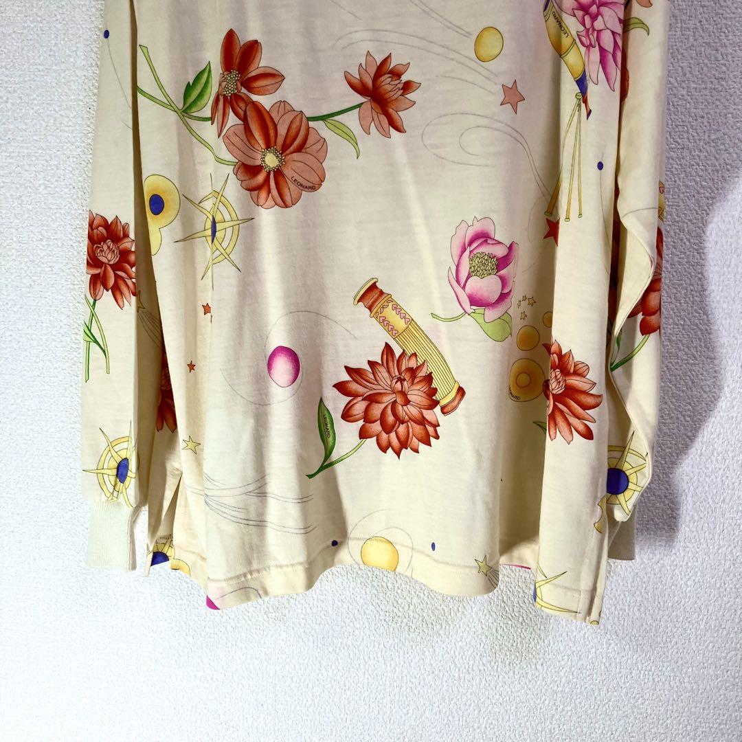 レオナールスポーツ　Tシャツ　カットソー　ウール100% 花柄　大きめゆったり