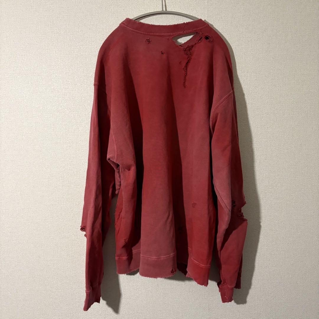 【新品】ancellm CRASH SWEAT SHIRT 赤 サイズ1