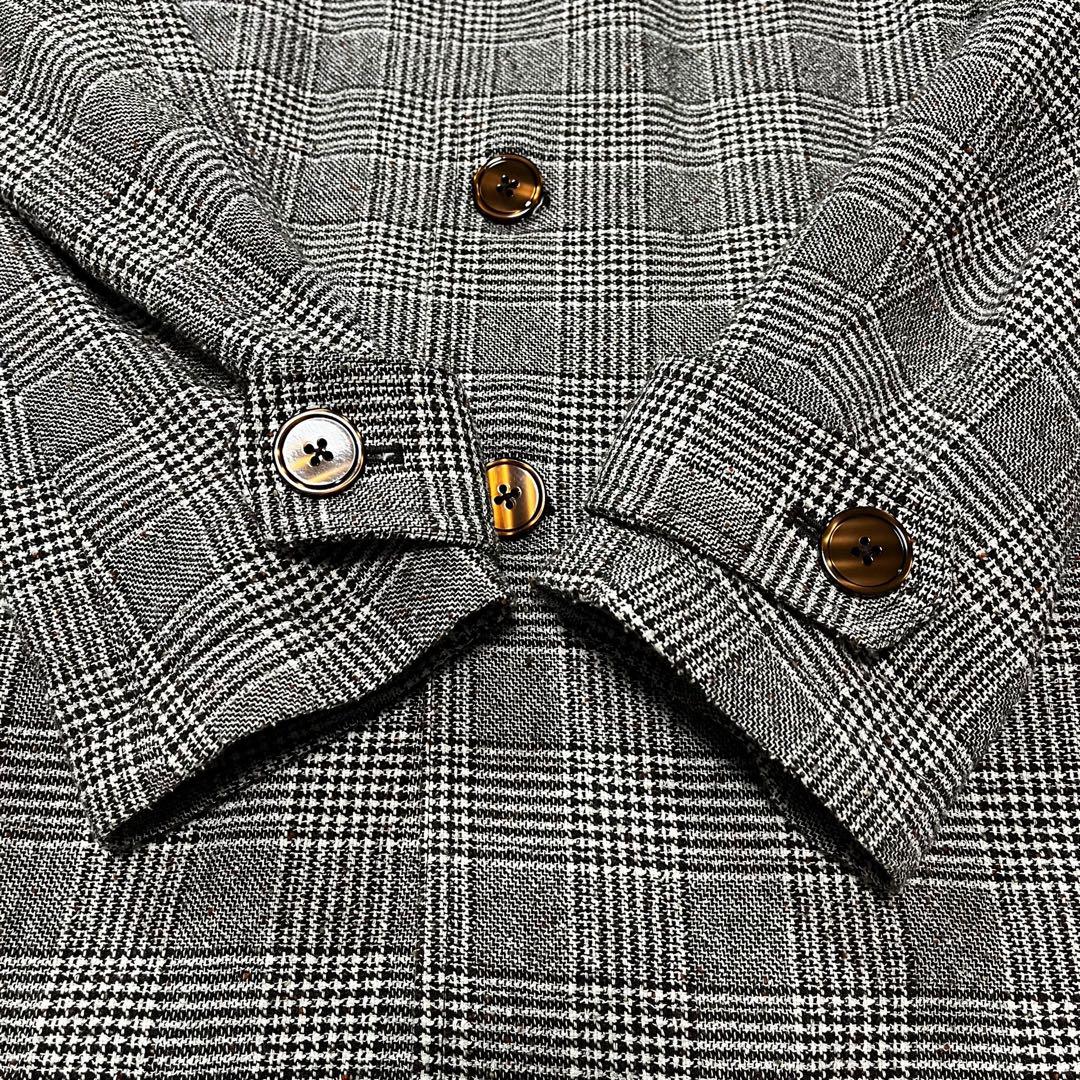 ZARA MAN ザラ ステンカラーコート グレンチェック コットン ウール 麻