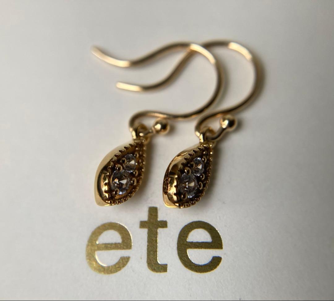 エテ ジルコニア マーキス アメリカンフック イエローゴールド ピアス k18ete