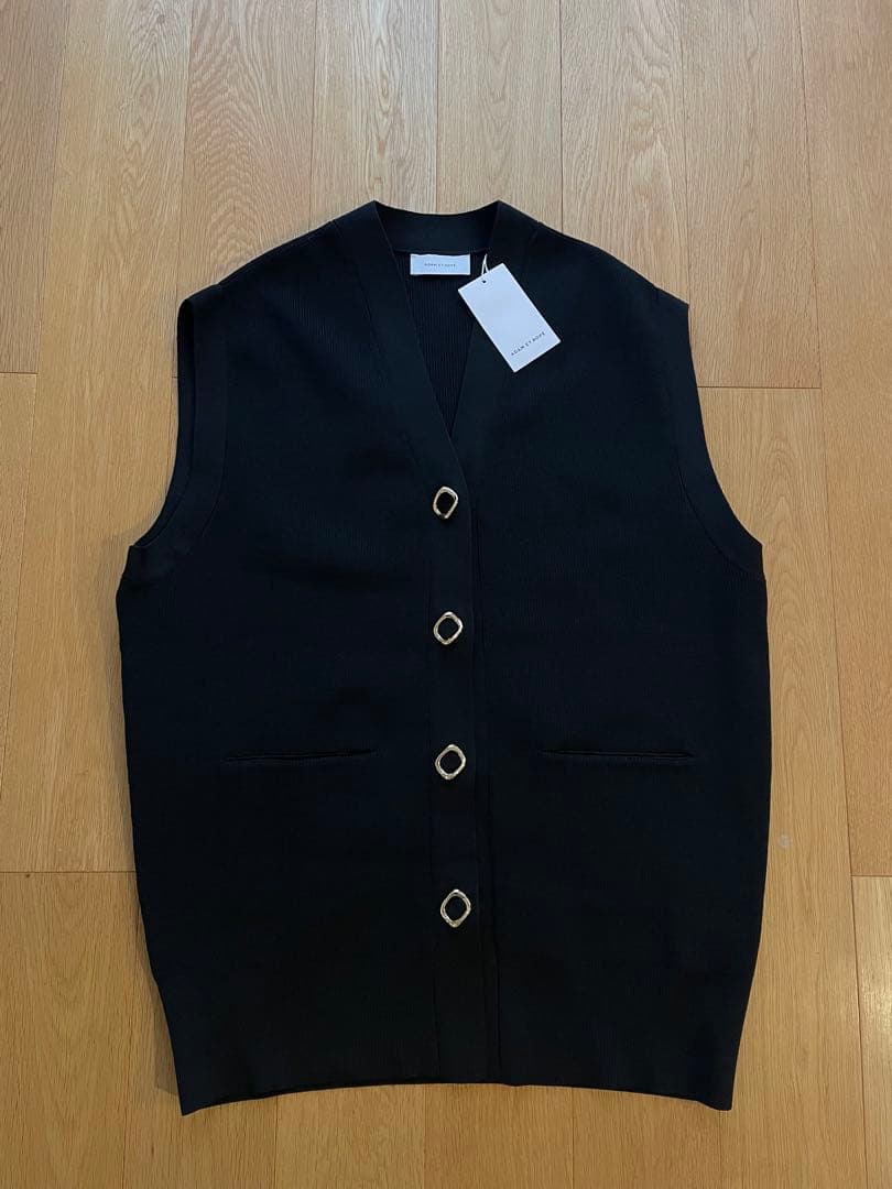 ADAM ET ROPE' アダムエロペ ミドルニットジレ ブラック ADAM ET ROPE