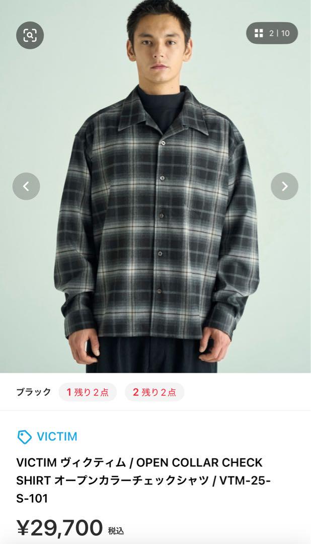 25AW VICTIM オープンカラー チェックシャツL・VICTIM