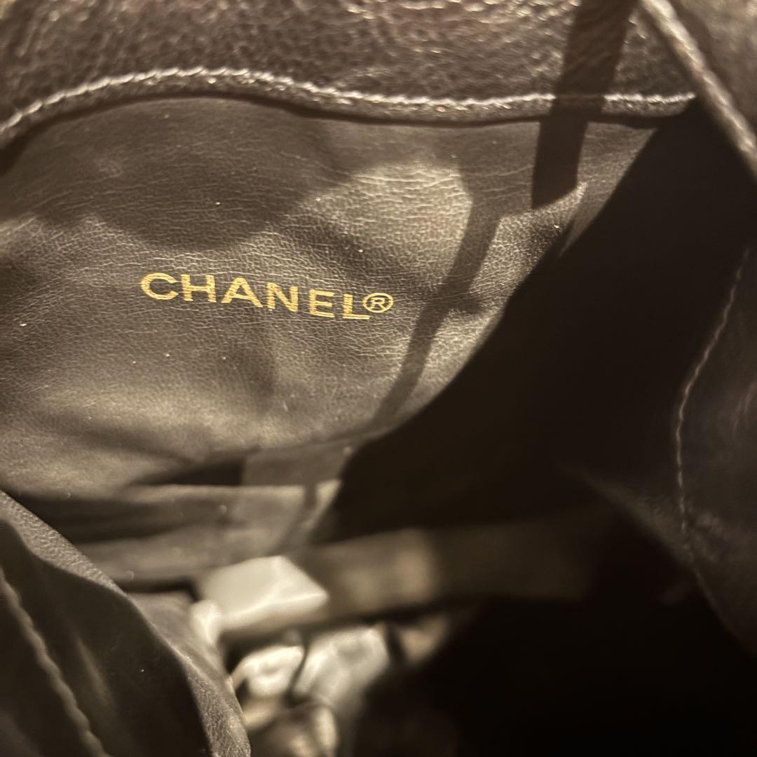 良品　CHANELシャネル ココマーク リュック　黒　キャビアスキン マトラッセ
