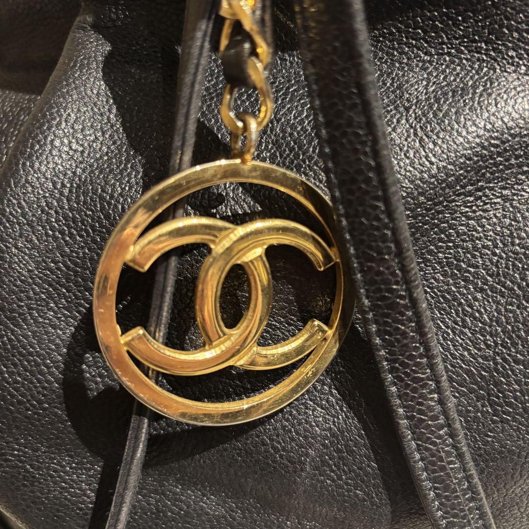 良品　CHANELシャネル ココマーク リュック　黒　キャビアスキン マトラッセ