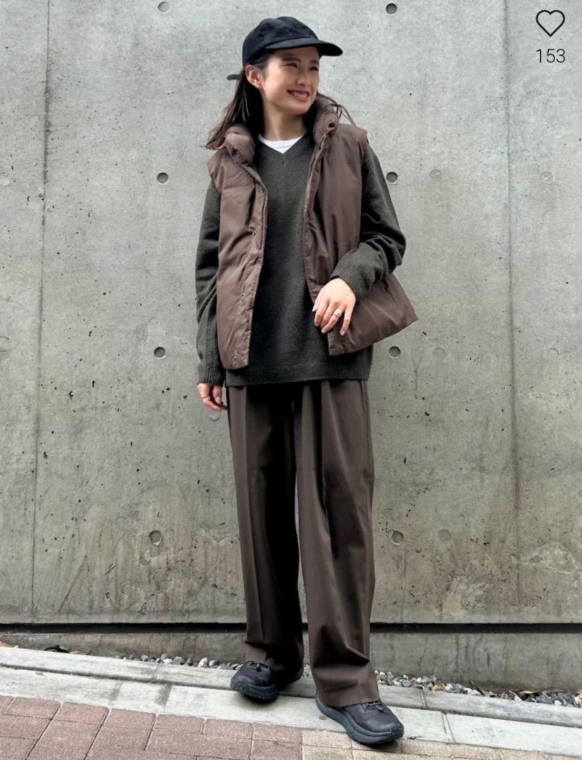 ユニクロ:C　カシミヤリラックスVネックセーター　Sサイズ　オリーブ