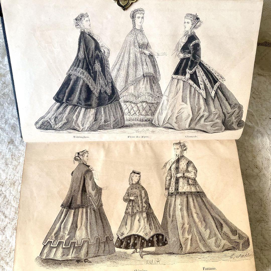 マガジン・デ・ドゥモアゼル1867年　フランスアンティーク　本　古書　彩色銅版画