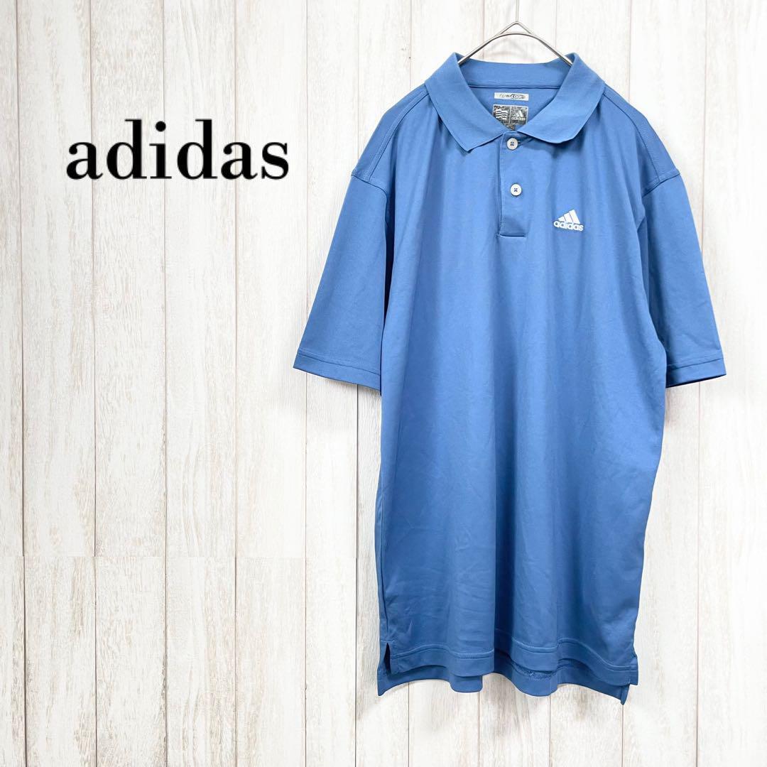 adidas アディダス】ロゴ刺繍 ハーフボタン ポロシャツ/半袖