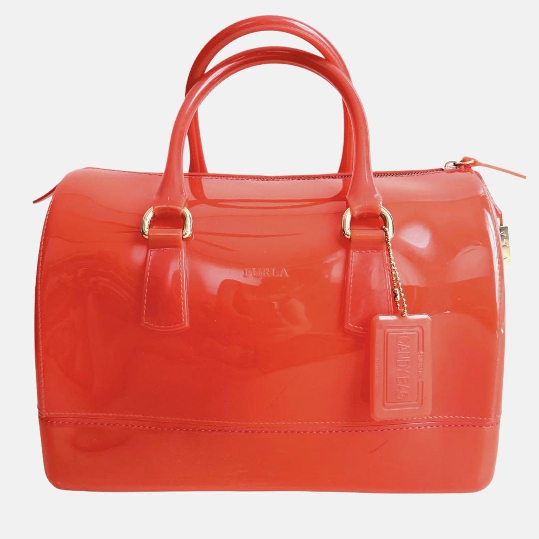 FURLA オレンジ キャンディバッグ フルラ レアカラー キャンディバッグ オレンジ系 ラバー素材